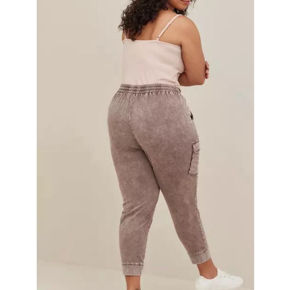 Torrid Brown Relaxed Fit Chambray Cargo Jogger Sz 4X Short Beachy Boho - Picture 11 of 11